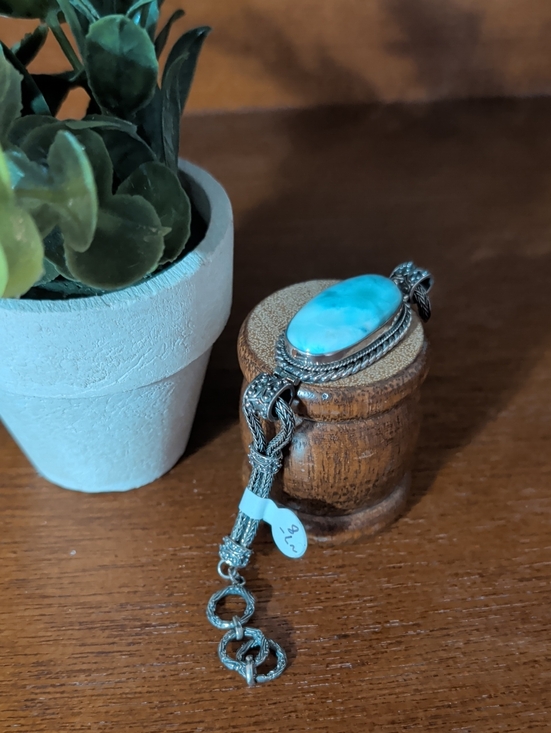 Jewelry - Sterling Silver Blue Larimar Oval Statement Bracelet